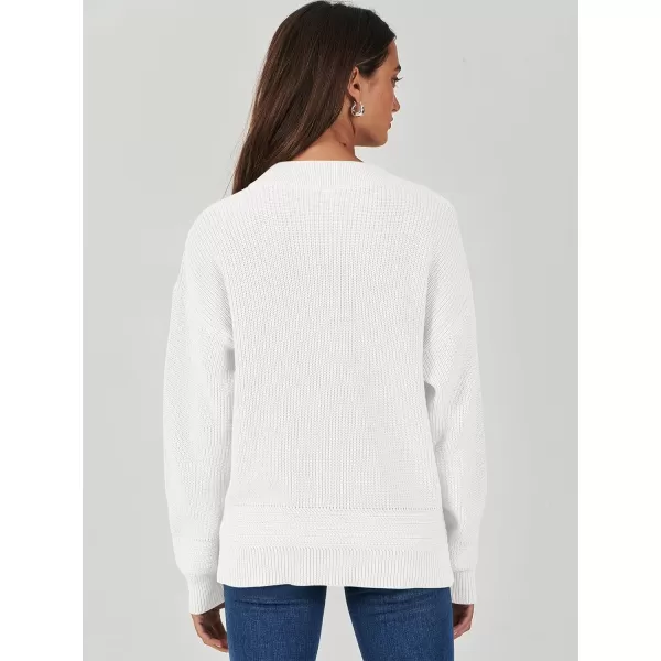 imageANRABESS Womens Casual Long Sleeve Buttons V Neck Oversized Knitted 2023 Fall Trendy Pullover SweatersWhite