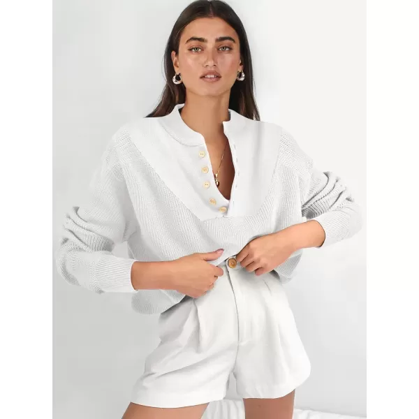 imageANRABESS Womens Casual Long Sleeve Buttons V Neck Oversized Knitted 2023 Fall Trendy Pullover SweatersWhite