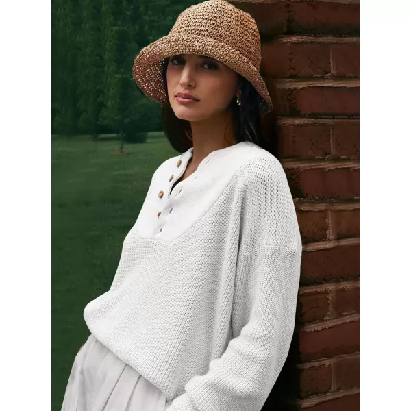 imageANRABESS Womens Casual Long Sleeve Buttons V Neck Oversized Knitted 2023 Fall Trendy Pullover SweatersWhite
