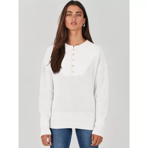 imageANRABESS Womens Casual Long Sleeve Buttons V Neck Oversized Knitted 2023 Fall Trendy Pullover SweatersWhite