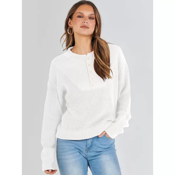 imageANRABESS Womens Casual Long Sleeve Buttons V Neck Oversized Knitted 2023 Fall Trendy Pullover SweatersWhite