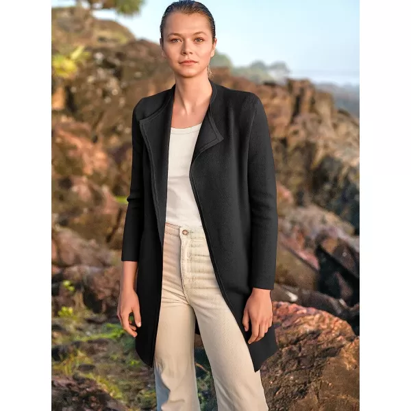 imageANRABESS Womens Casual Long Sleeve Classy Draped Open Front Jackets Long Knitted Cardigan SweaterBlack