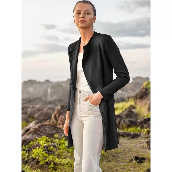 imageANRABESS Womens Casual Long Sleeve Classy Draped Open Front Jackets Long Knitted Cardigan SweaterBlack