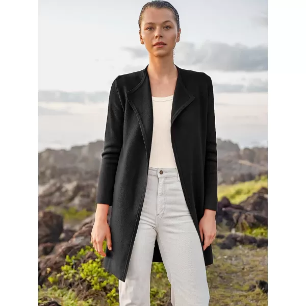 imageANRABESS Womens Casual Long Sleeve Classy Draped Open Front Jackets Long Knitted Cardigan SweaterBlack