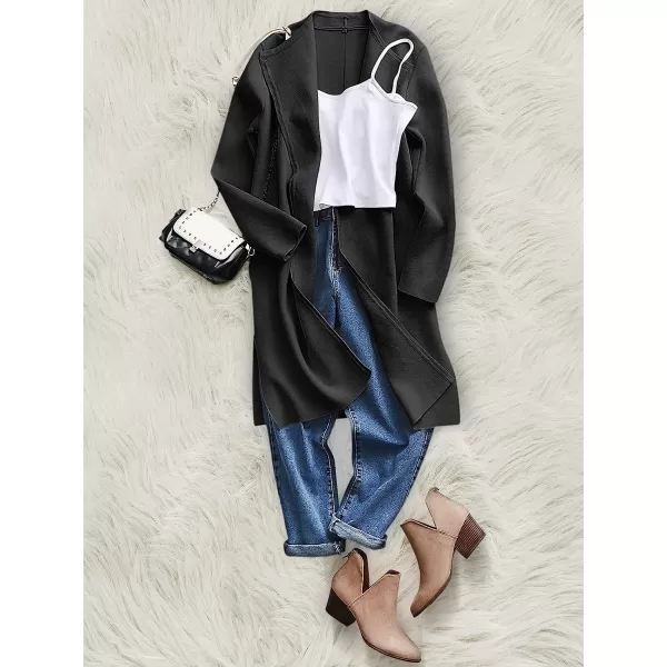 imageANRABESS Womens Casual Long Sleeve Classy Draped Open Front Jackets Long Knitted Cardigan SweaterBlack