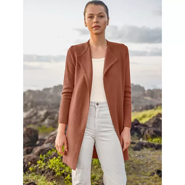 imageANRABESS Womens Casual Long Sleeve Classy Draped Open Front Jackets Long Knitted Cardigan SweaterCoffee