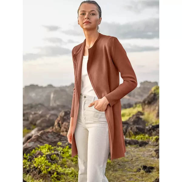 imageANRABESS Womens Casual Long Sleeve Classy Draped Open Front Jackets Long Knitted Cardigan SweaterCoffee