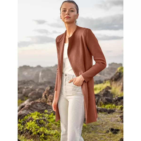 imageANRABESS Womens Casual Long Sleeve Classy Draped Open Front Jackets Long Knitted Cardigan SweaterCoffee