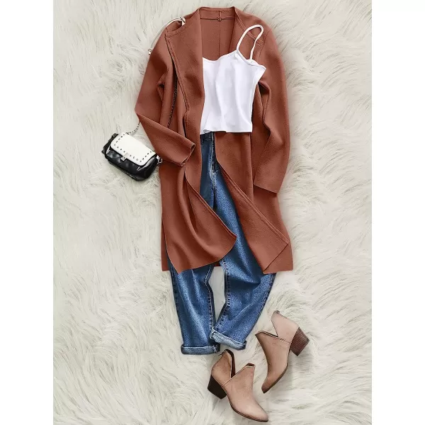 imageANRABESS Womens Casual Long Sleeve Classy Draped Open Front Jackets Long Knitted Cardigan SweaterCoffee