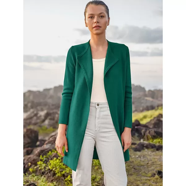 imageANRABESS Womens Casual Long Sleeve Classy Draped Open Front Jackets Long Knitted Cardigan SweaterDark Green