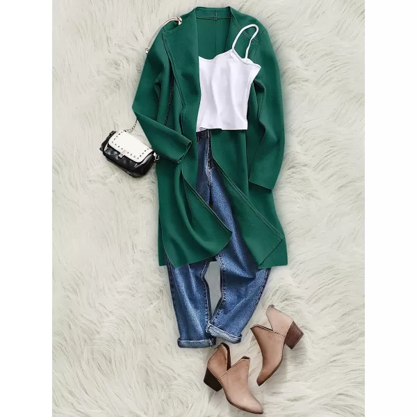 imageANRABESS Womens Casual Long Sleeve Classy Draped Open Front Jackets Long Knitted Cardigan SweaterDark Green
