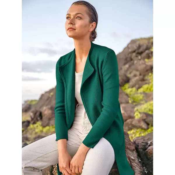 imageANRABESS Womens Casual Long Sleeve Classy Draped Open Front Jackets Long Knitted Cardigan SweaterDark Green