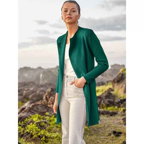 imageANRABESS Womens Casual Long Sleeve Classy Draped Open Front Jackets Long Knitted Cardigan SweaterDark Green
