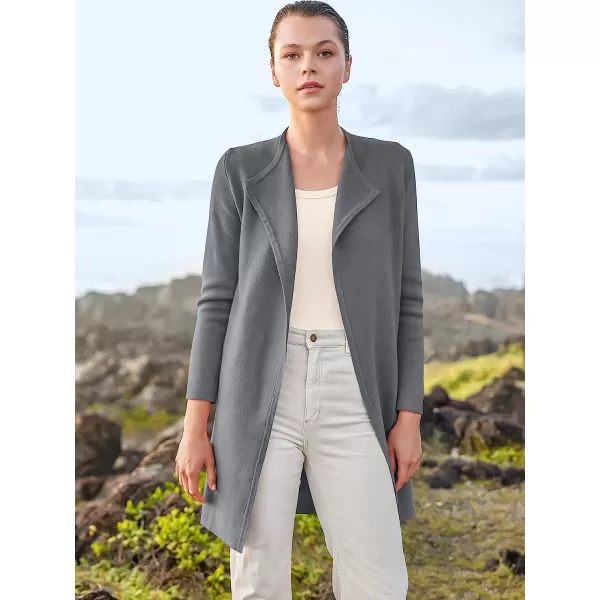 imageANRABESS Womens Casual Long Sleeve Classy Draped Open Front Jackets Long Knitted Cardigan SweaterDark Grey