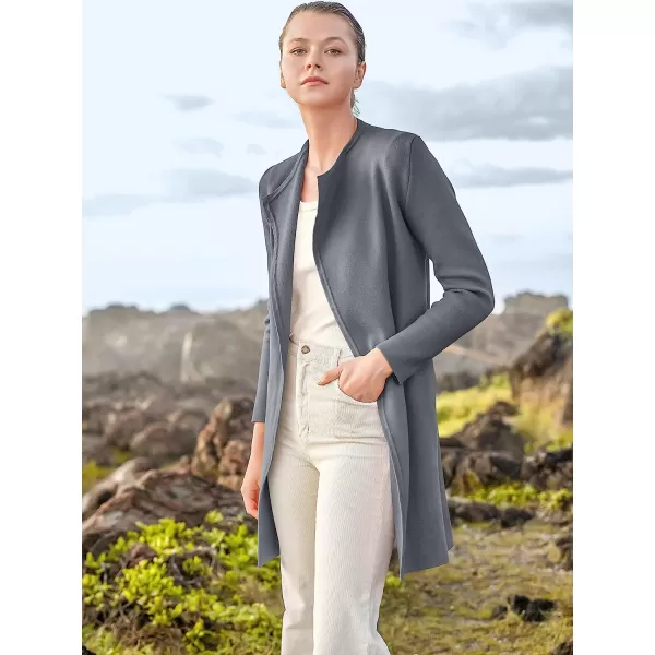 imageANRABESS Womens Casual Long Sleeve Classy Draped Open Front Jackets Long Knitted Cardigan SweaterDark Grey