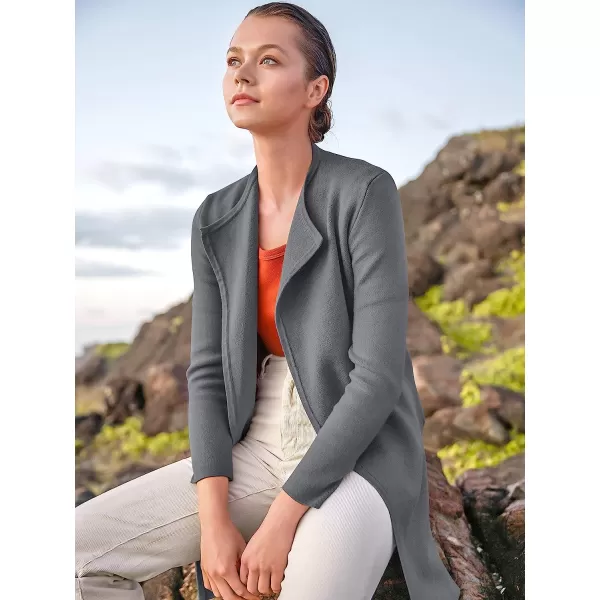imageANRABESS Womens Casual Long Sleeve Classy Draped Open Front Jackets Long Knitted Cardigan SweaterDark Grey