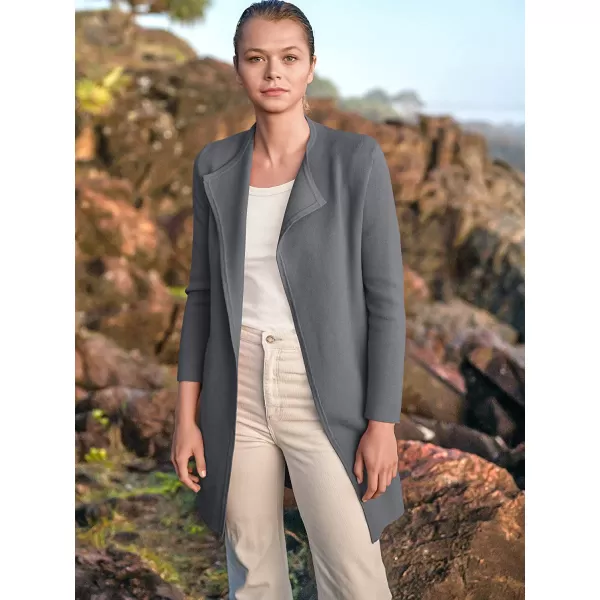imageANRABESS Womens Casual Long Sleeve Classy Draped Open Front Jackets Long Knitted Cardigan SweaterDark Grey