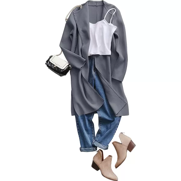 imageANRABESS Womens Casual Long Sleeve Classy Draped Open Front Jackets Long Knitted Cardigan SweaterDark Grey