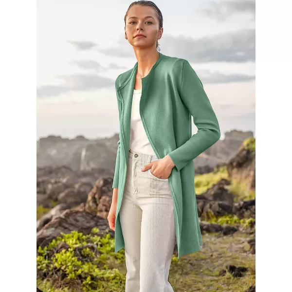 imageANRABESS Womens Casual Long Sleeve Classy Draped Open Front Jackets Long Knitted Cardigan SweaterGreen