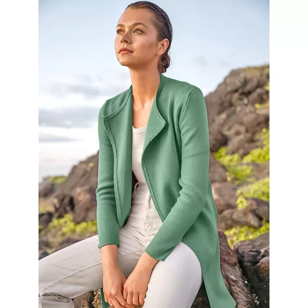 imageANRABESS Womens Casual Long Sleeve Classy Draped Open Front Jackets Long Knitted Cardigan SweaterGreen