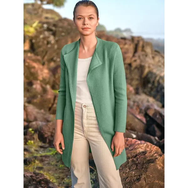 imageANRABESS Womens Casual Long Sleeve Classy Draped Open Front Jackets Long Knitted Cardigan SweaterGreen