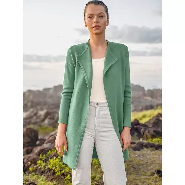 imageANRABESS Womens Casual Long Sleeve Classy Draped Open Front Jackets Long Knitted Cardigan SweaterGreen