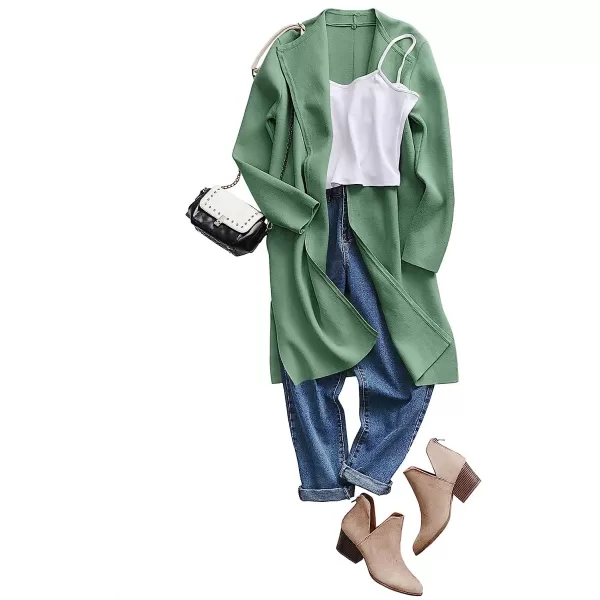 imageANRABESS Womens Casual Long Sleeve Classy Draped Open Front Jackets Long Knitted Cardigan SweaterGreen