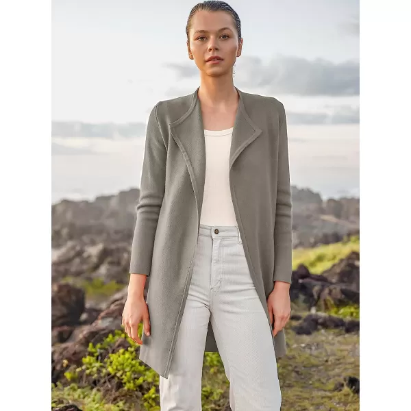 imageANRABESS Womens Casual Long Sleeve Classy Draped Open Front Jackets Long Knitted Cardigan SweaterGrey