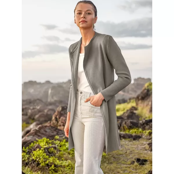 imageANRABESS Womens Casual Long Sleeve Classy Draped Open Front Jackets Long Knitted Cardigan SweaterGrey