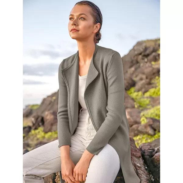 imageANRABESS Womens Casual Long Sleeve Classy Draped Open Front Jackets Long Knitted Cardigan SweaterGrey