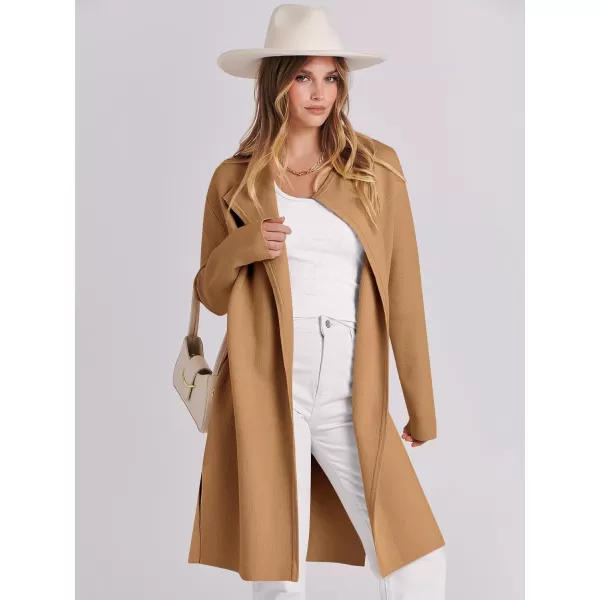 imageANRABESS Womens Casual Long Sleeve Classy Draped Open Front Jackets Long Knitted Cardigan SweaterLight Brown