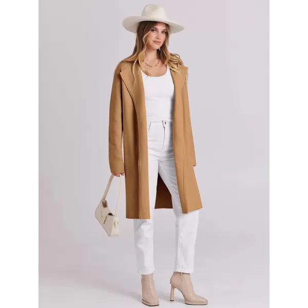imageANRABESS Womens Casual Long Sleeve Classy Draped Open Front Jackets Long Knitted Cardigan SweaterLight Brown