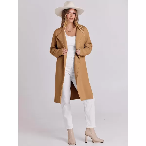 imageANRABESS Womens Casual Long Sleeve Classy Draped Open Front Jackets Long Knitted Cardigan SweaterLight Brown