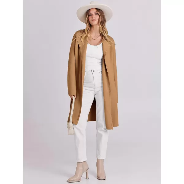 imageANRABESS Womens Casual Long Sleeve Classy Draped Open Front Jackets Long Knitted Cardigan SweaterLight Brown