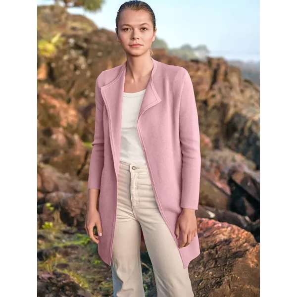 imageANRABESS Womens Casual Long Sleeve Classy Draped Open Front Jackets Long Knitted Cardigan SweaterLight Pink