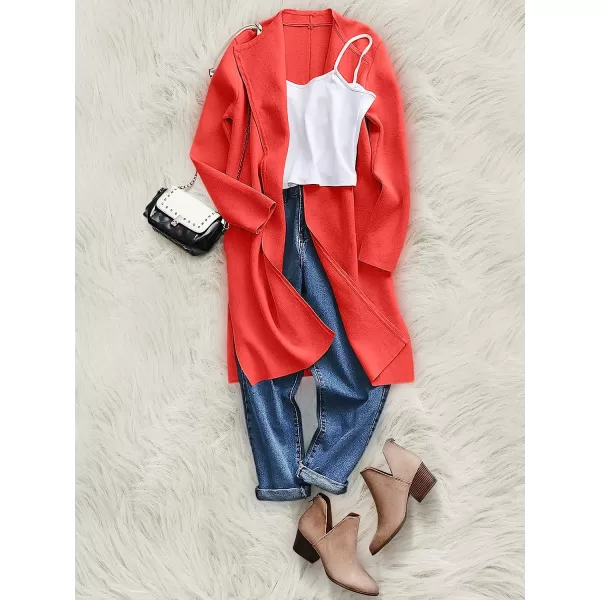 imageANRABESS Womens Casual Long Sleeve Classy Draped Open Front Jackets Long Knitted Cardigan SweaterOrange