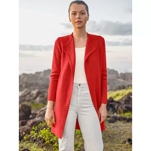 imageANRABESS Womens Casual Long Sleeve Classy Draped Open Front Jackets Long Knitted Cardigan SweaterOrange