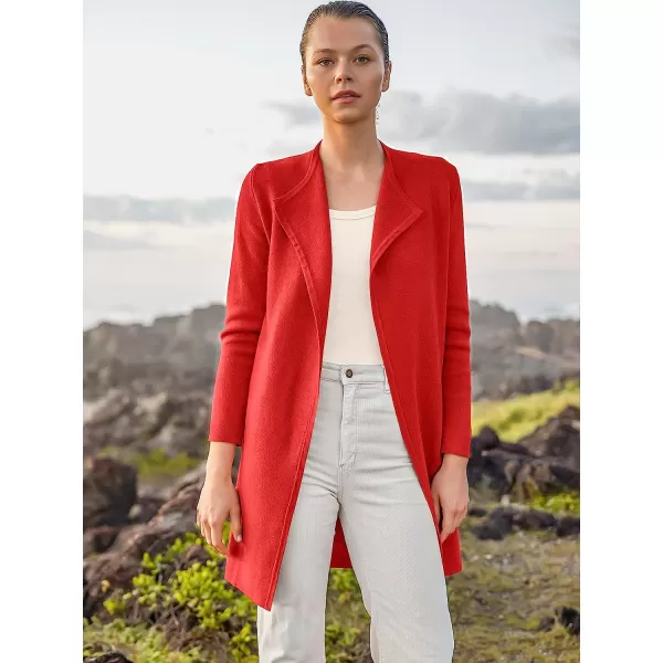 imageANRABESS Womens Casual Long Sleeve Classy Draped Open Front Jackets Long Knitted Cardigan SweaterOrange