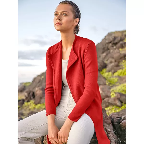 imageANRABESS Womens Casual Long Sleeve Classy Draped Open Front Jackets Long Knitted Cardigan SweaterOrange