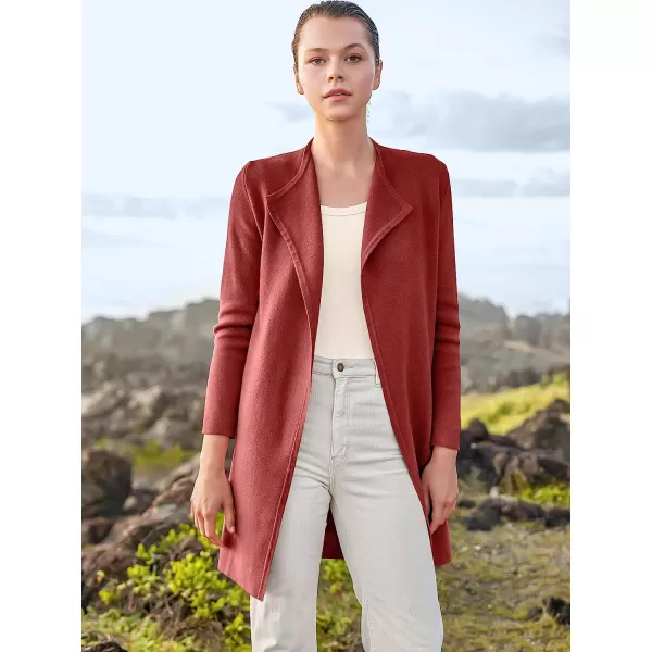 imageANRABESS Womens Casual Long Sleeve Classy Draped Open Front Jackets Long Knitted Cardigan SweaterRusty Red