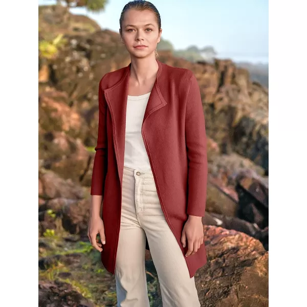 imageANRABESS Womens Casual Long Sleeve Classy Draped Open Front Jackets Long Knitted Cardigan SweaterRusty Red