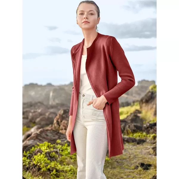 imageANRABESS Womens Casual Long Sleeve Classy Draped Open Front Jackets Long Knitted Cardigan SweaterRusty Red
