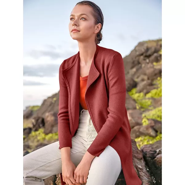 imageANRABESS Womens Casual Long Sleeve Classy Draped Open Front Jackets Long Knitted Cardigan SweaterRusty Red