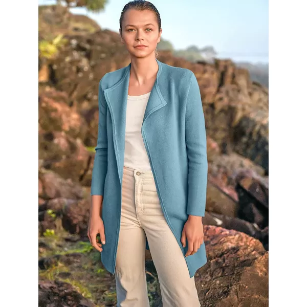 imageANRABESS Womens Casual Long Sleeve Classy Draped Open Front Jackets Long Knitted Cardigan SweaterSky Blue