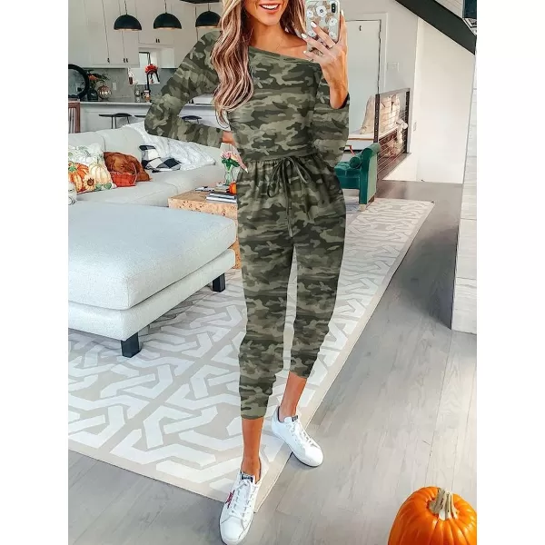 imageANRABESS Womens Casual Long Sleeve Crewneck One Off Shoulder Elastic Waist Stretchy Long Romper Jumpsuit with PocketsCamo