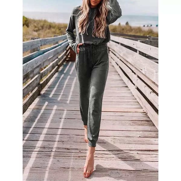 imageANRABESS Womens Casual Long Sleeve Crewneck One Off Shoulder Elastic Waist Stretchy Long Romper Jumpsuit with PocketsDeep Grey