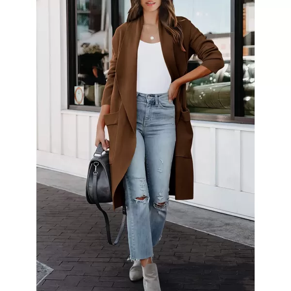 imageANRABESS Womens Casual Long Sleeve Draped Open Front Knit Pockets Long Cardigan Jackets SweaterAuburn