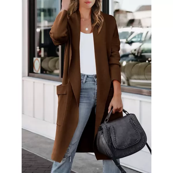imageANRABESS Womens Casual Long Sleeve Draped Open Front Knit Pockets Long Cardigan Jackets SweaterAuburn
