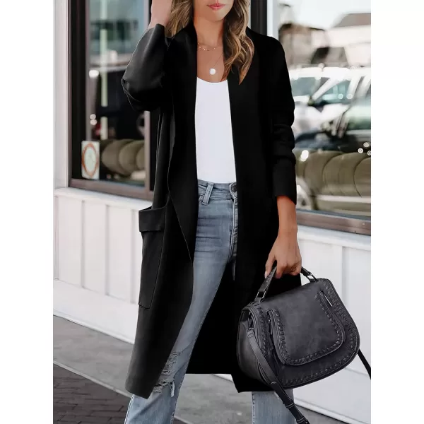 imageANRABESS Womens Casual Long Sleeve Draped Open Front Knit Pockets Long Cardigan Jackets SweaterBlack