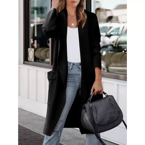 imageANRABESS Womens Casual Long Sleeve Draped Open Front Knit Pockets Long Cardigan Jackets SweaterBlack